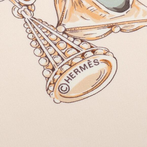HERMES Authentic Cream Silk Scarf - Picture 2 of 5